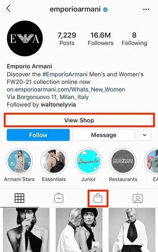 instagram shop